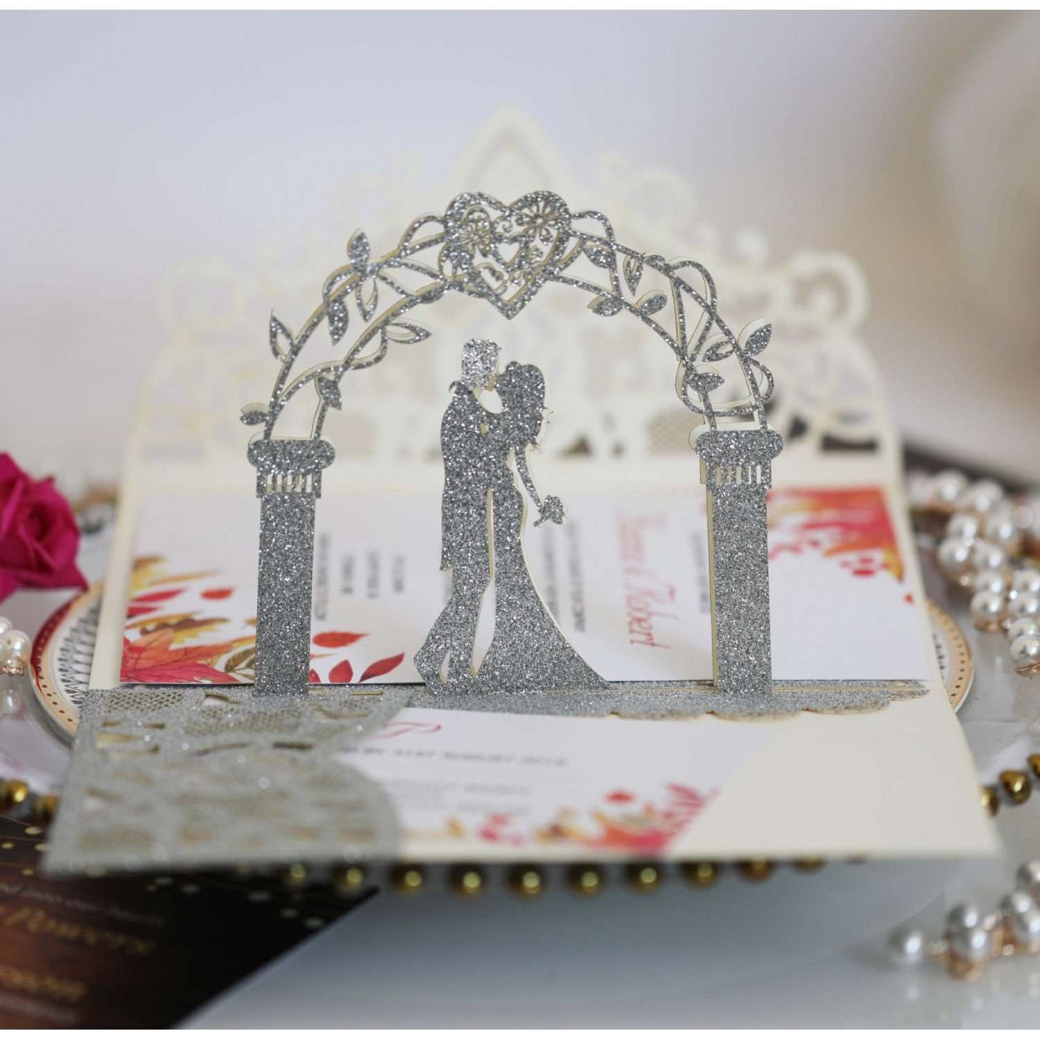 3D Marriage Invitation Card Laser Cut Invitation Glitter Paper American Card Wholesale